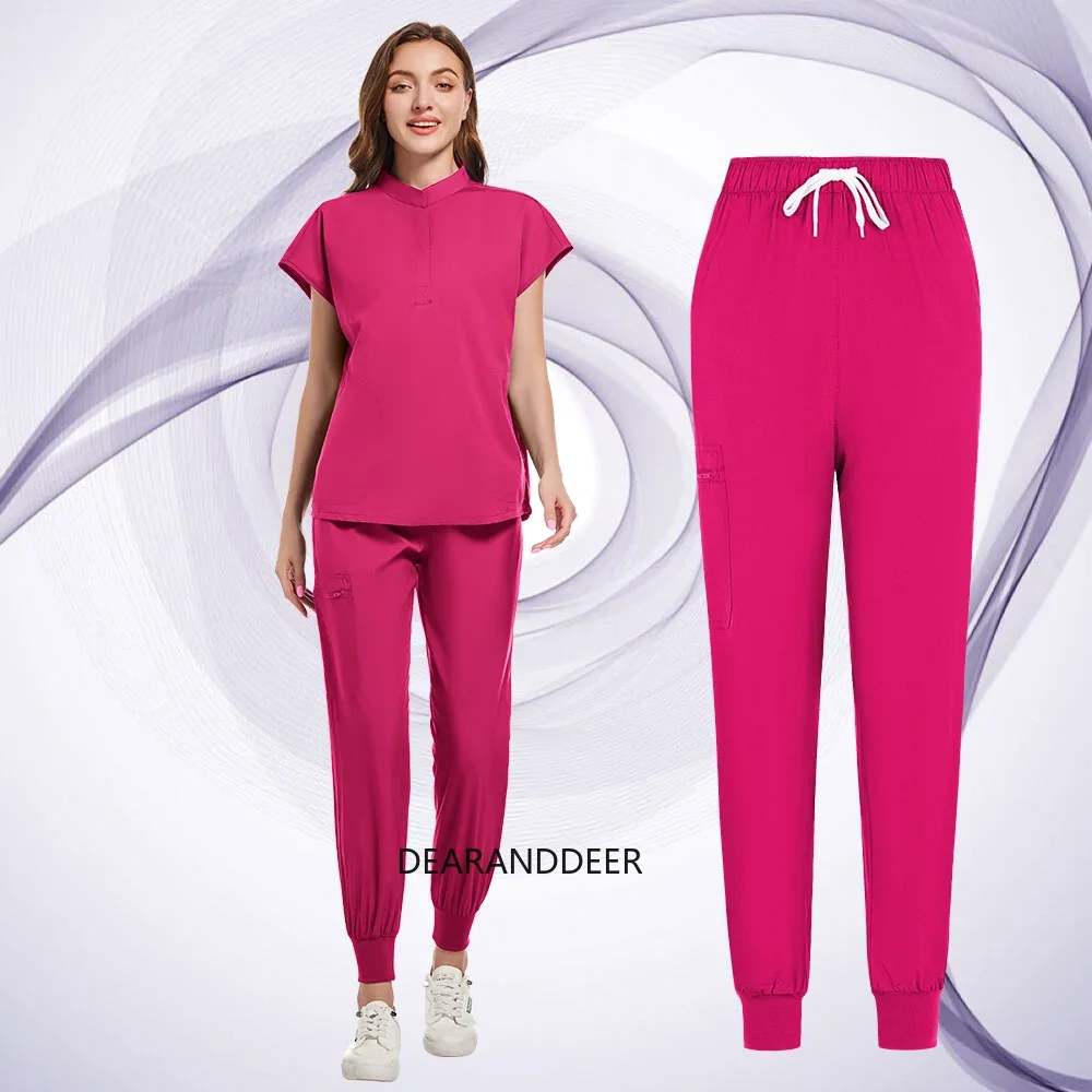 Uniforme de enfermagem de cor pura médico enfermeira médica feminino acessórios hospitalar salão de beleza clínica sala de cirurgia conjunto cirúrgico