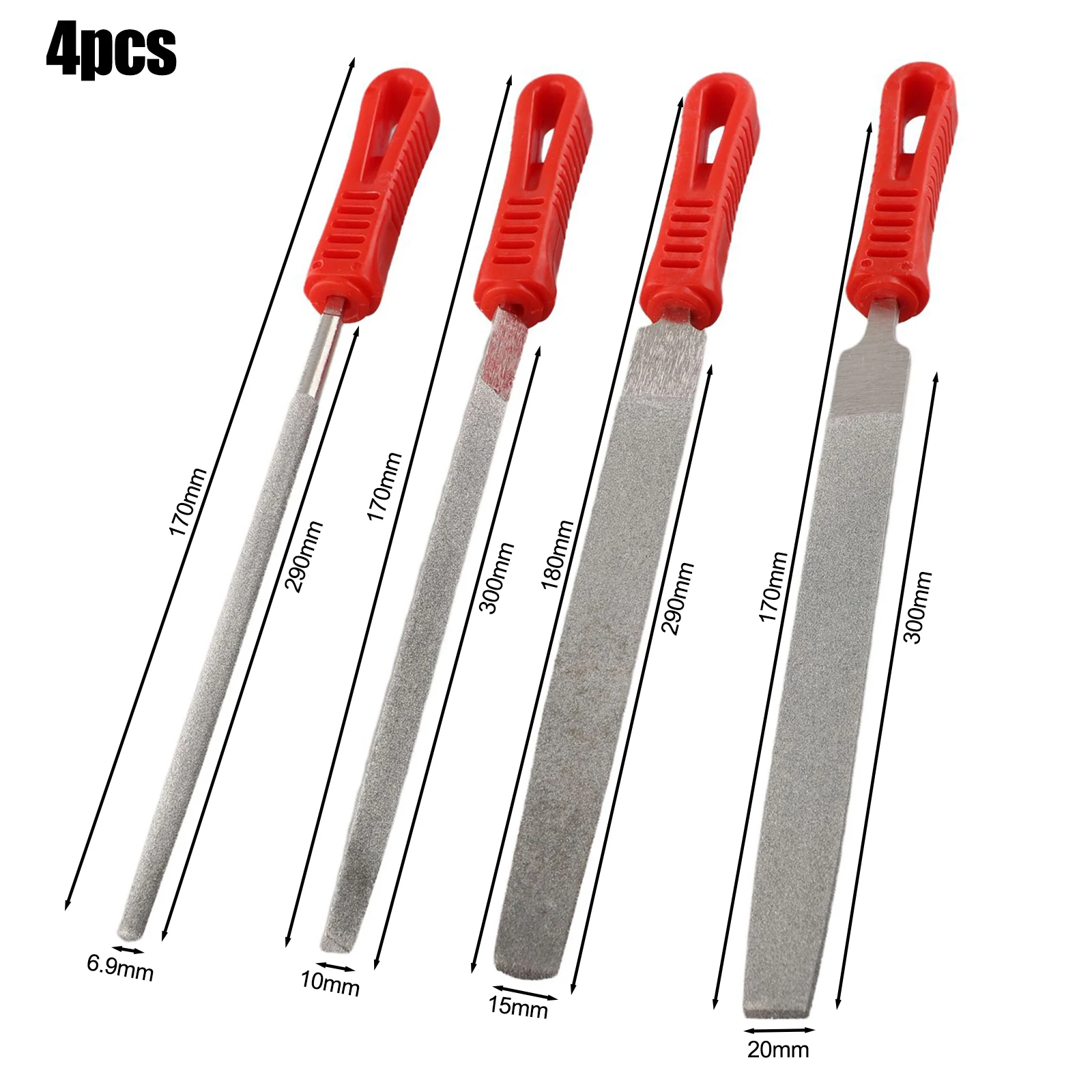 Practical Diamond File 8inch Hand Tools Suspension Hole Design 1/4pc Comfortable Grip For Polishing Metal Jeweler