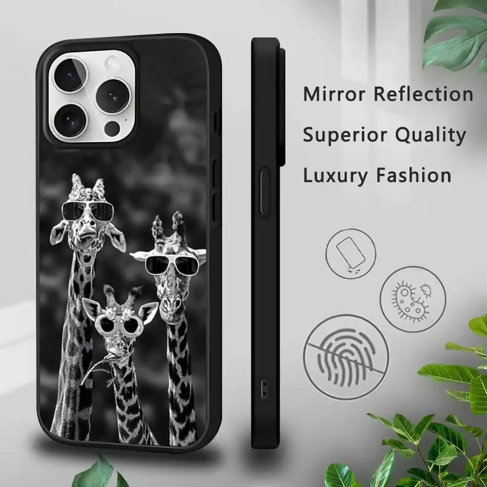 기린 재미있는 동물 아이폰 11,12,13,14,15,16,17,Pro,Max,Plus,Mini,SE4,E 폰 케이스 마그네틱 맥세이프 무선 충전