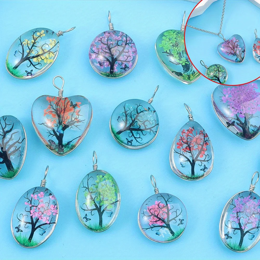 

1/2/4pcs Multi-color Transparent Resin Dried Flower Life Tree Pendant, Used for DIY Bracelets, Necklaces, Earrings Accessories