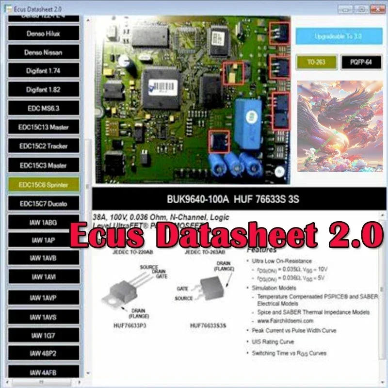 

Программное обеспечение для ремонта ЭБУ Ecus Datasheet 2.0 Схема печатной платы с электронными компонентами ЭБУ и дополнительной информации для IAW Bosch