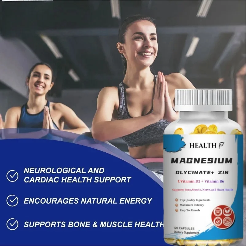 Magnesium Glycinate & Zinc 500mg Mineral Supplement for Supports Muscle Joint and Health Maximum Absorption