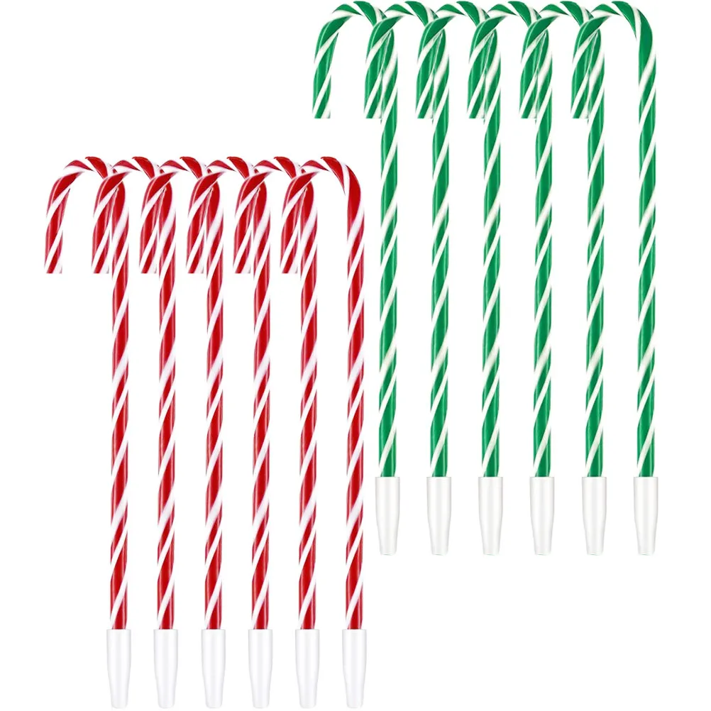 

12Pcs Christmas Pens Candy Cane Gel Ink Pens Smooth Writing Xmas Stationery Decoration Party Favors Students Stationery