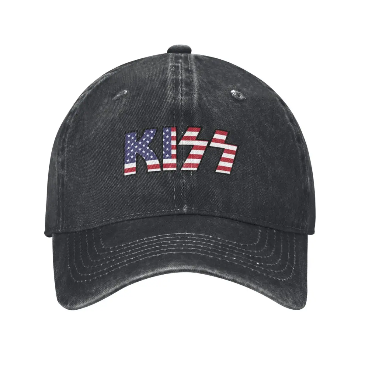 

KISS USA American Flag Summer Retro Denim Washed Baseball Caps For Men Cowboy Sunscreen Hat Hip Hop Womens Trucker Cap