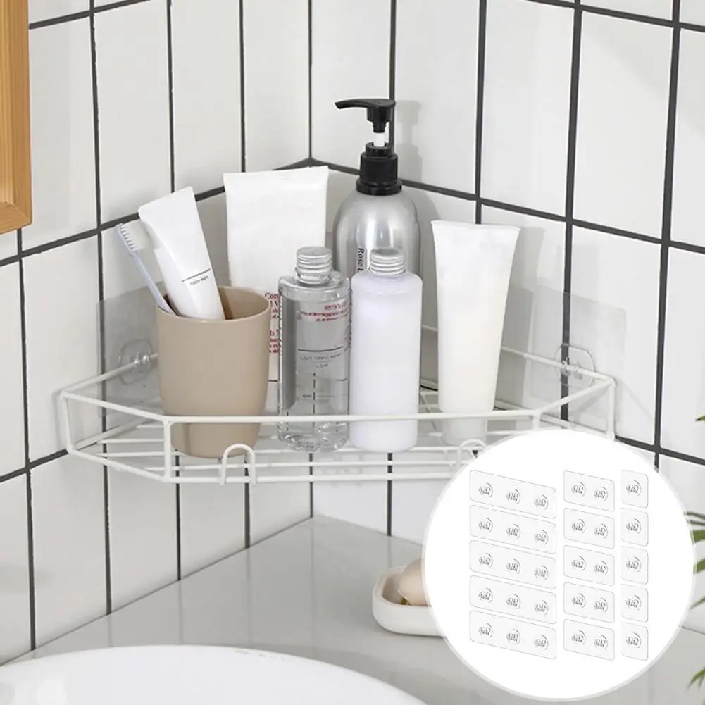 Shower Shelf Sticker 15pcs Shower Caddy Adhesive Replacement Kit Strong Traceless Bathroom Shelf Hooks No Drilling Kitchen Rack