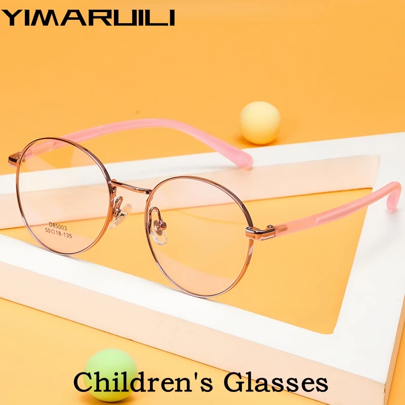 

YIMARUILI Retro Round Kids Glasses Ultra Light TR90 Alloy Fashion Optical Prescription Boys And Girls Eyeglasses Frames 85003