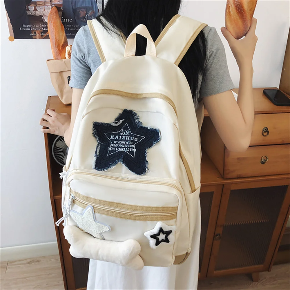 Y2k韓国のファッションカジュアルカワイイバックパックブックバッグ女の子かわいい星プリント学生学校バッグ女性子供旅行バックパック
