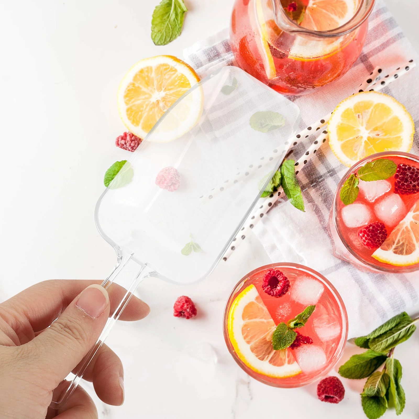 

5pcs Measuring Cup Scoop Clear Ice Shovel for Freezer Buffet Multipurpose Plastic Scoopers Serving Tool Kitchen Bar