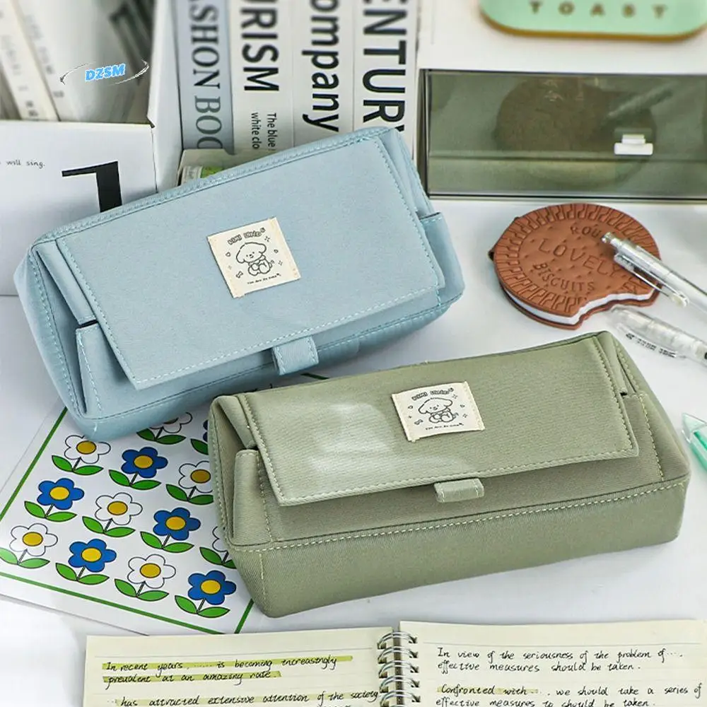 

Korean Cosmetic Pouch Aesthetic Pencil Bag Desktop Organizer Large Capacity Pen Pencil Cases Zipper Canvas Pencil Holder Student