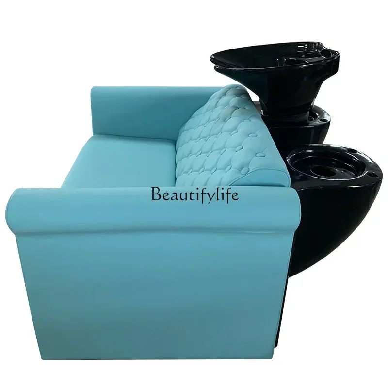 Barber Shop Shampoo Flushing Bed Ceramic Basin Lying Half Shampoo Chair