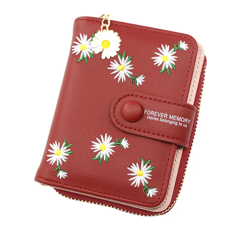 Personalized Women's Short Zipper Buckle Zero Purse Embroidered Women's Card Bag