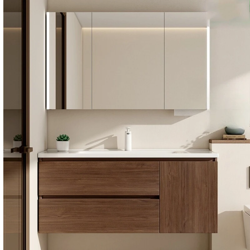 

Wooden Design Bathroom Cabinet Integrated Organized Mirror Shower Bathroom Cabinet Storage Shelves Banyo Dolabi Furniture