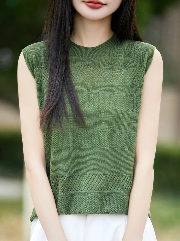 

New Summer Sleeveless T-Shirt O-Neck Fine Spun Wool T-Shirt Women's High Grade T-Shirt Fashion Comfortable Leisure T-Shirt Tops