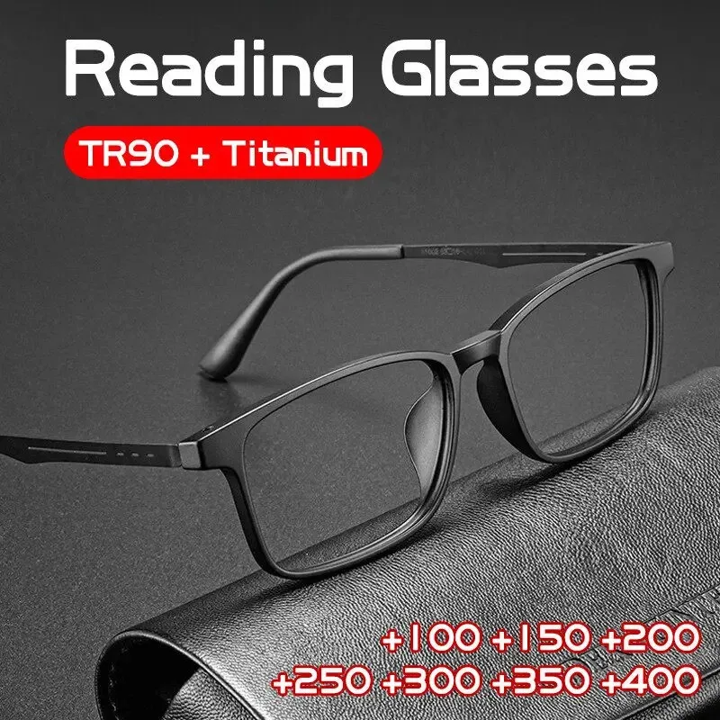 

Ultra Light Titanium Reading Glasses Comfortable Square Presbyopic Glasses TR90 Optical Prescription Glasses Frame for Men Women