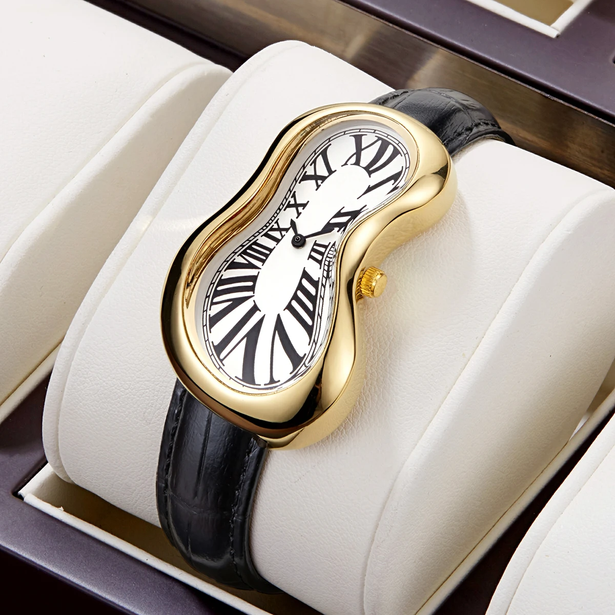 Women's Quartz Watch, A Creative Irregular-Shaped Watch, With Retro Y2K Design, Quartz Movement, Leather Strap Watch, Mineral Re