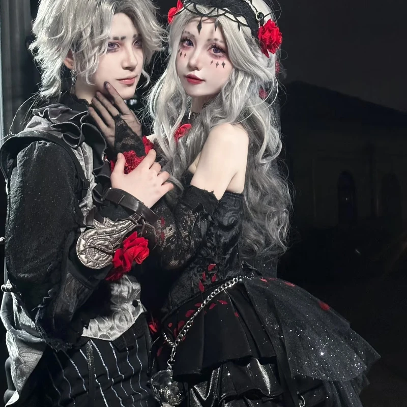 Identity V Game Психолог Доктор Ада Эмиль Пацієнт Месмер Вечная Ночь Косплей Костюм Парик Черная Роза Платье Пальто Хэллоуин