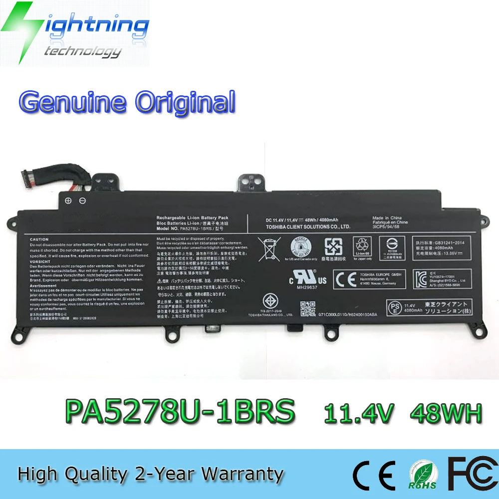 Brandnew Genuíno Original Pa5278u1brs 11.4v 48wh Bateria do Portátil para Toshiba Tecra X40-d X40-e Portege X30-d
