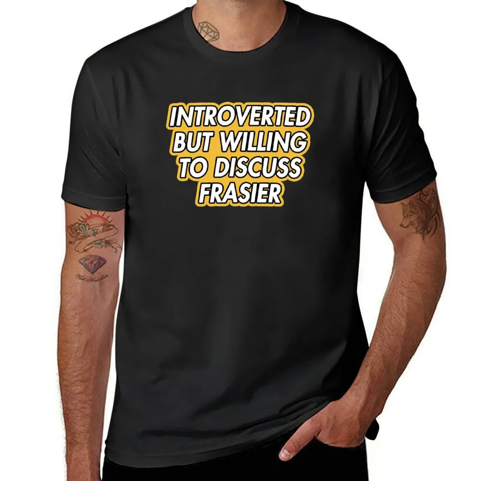 introverted but willing to discuss frasier T-Shirt aesthetic clothes tees mens white t shirts