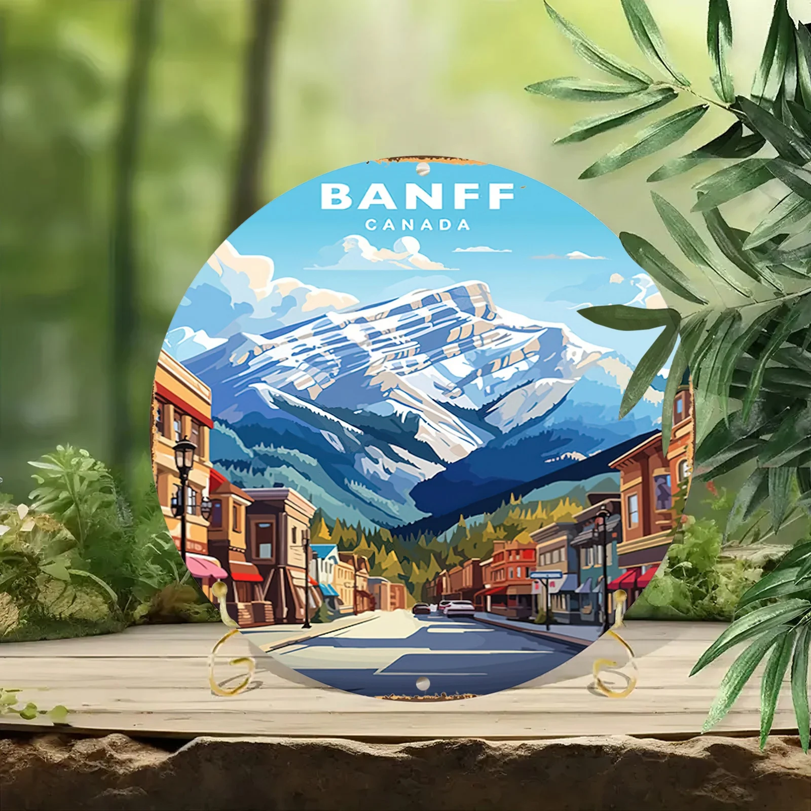 Banff Canada Aluminum Metal Sign - Round Vintage-Inspired Wall Art for Home & Bar Decor, Weatherproof & HD Printing, Pre-Drilled