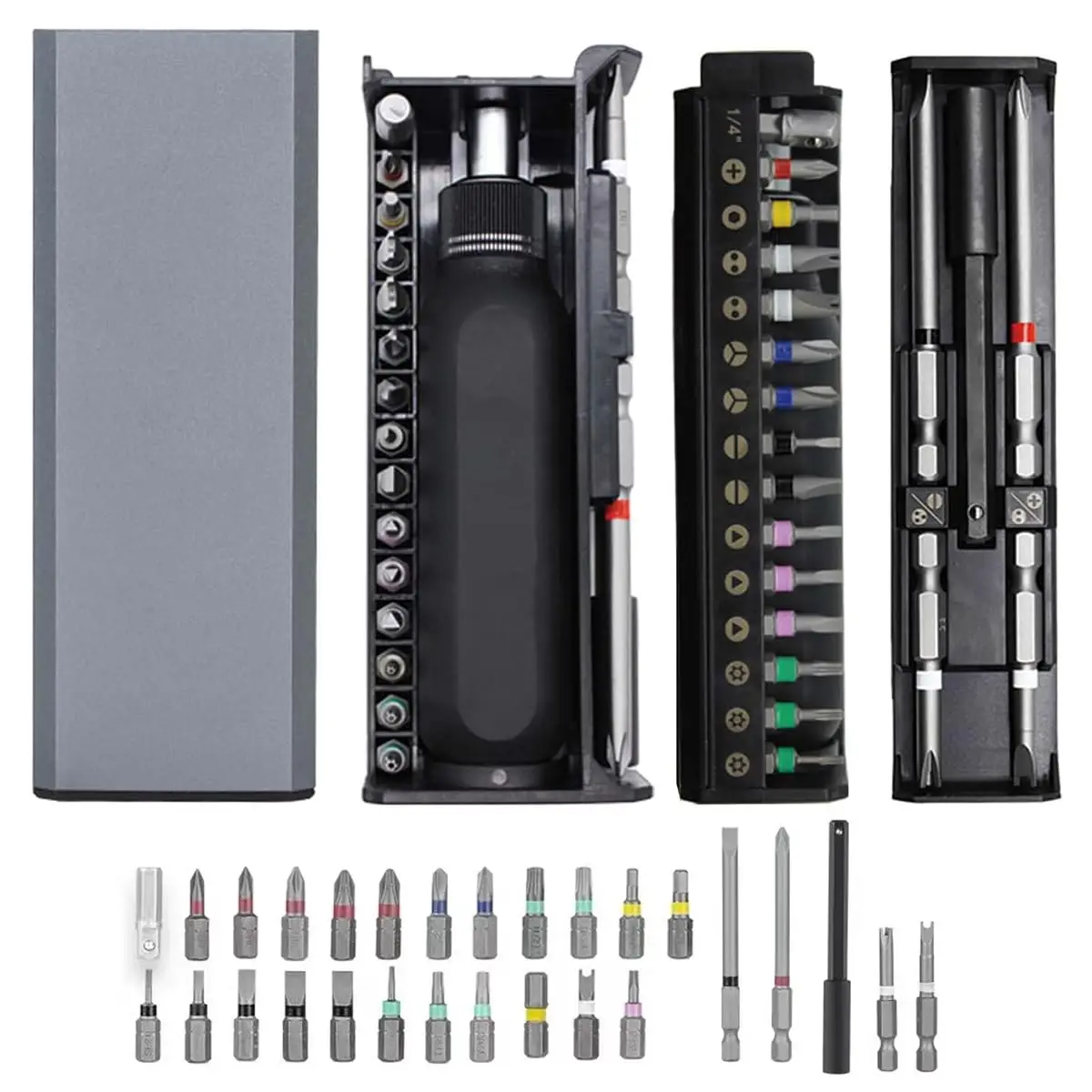 14/28 in 1 Ratcheting Precision Screwdriver Set with Magnetic Phillips Torx Drill Bit Multi-Function Manual Mini Repair Tool