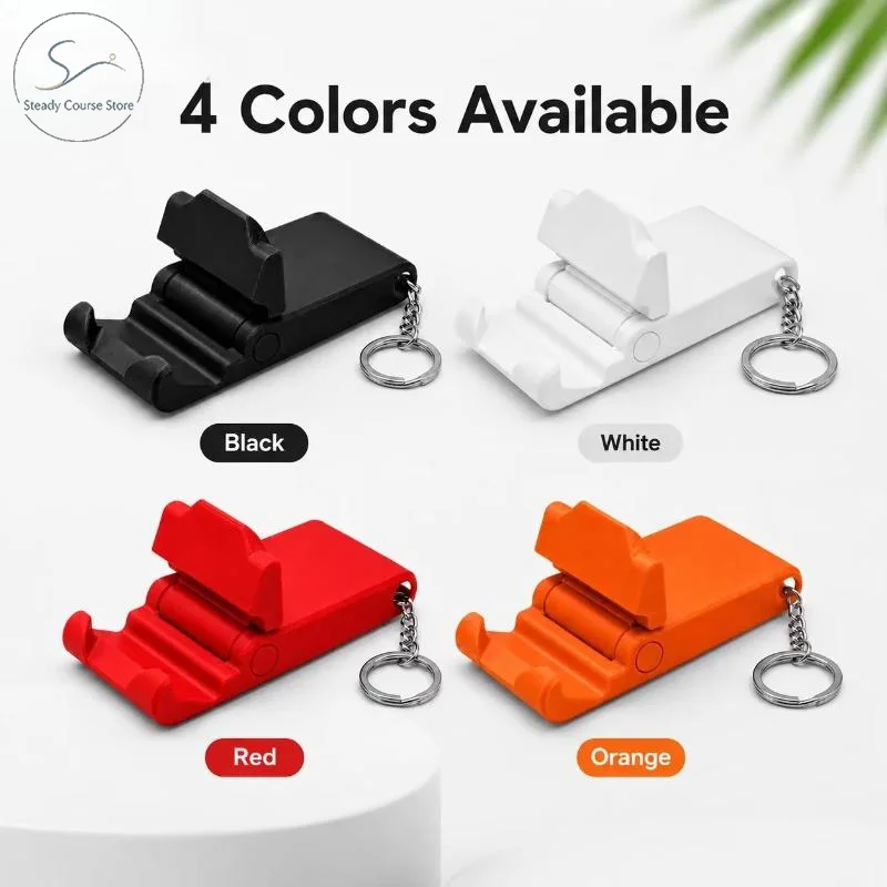 Portable Keychain Phone Stand Mini Foldable Multi-Angle Adjustable Mobile Holder for All Smartphones Video Shooting Use