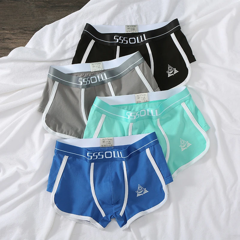 Large Size Men Cotton Underpants Breathable Comfortable Underwear Mid-rise Boxer Shorts Fashion Printed Sexy U Pouch Panties