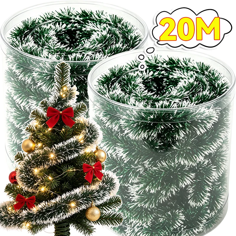 Tinsel Garland Decoration - 2/20m Christmas Ribbon Garland Reusable Green