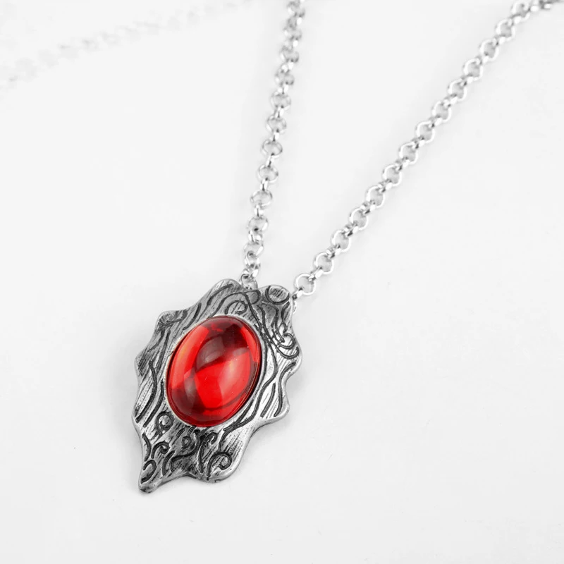 Movie Devil May Cry 5 Dante's Amulet Pendant Necklace Red Gem Inlaid  Cosplay Vintage Necklaces Jewelry Props Accessories