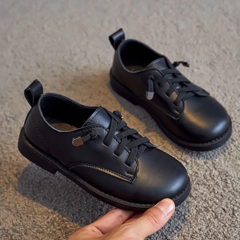 Zapatos Niña Boy Black Leather Shoe Autumn Soft Sole Girl Performance Shoe British Student Children Shoe Soft Skin Single Shoe