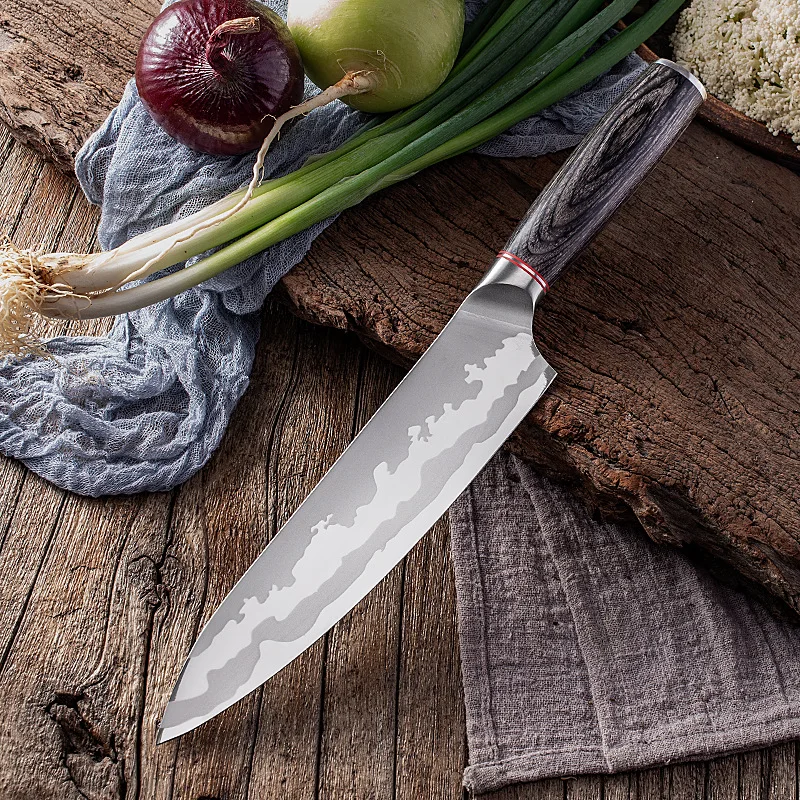 XUANTENG Дамасский узор, нож для нарезки со стальной головкой, нож шеф-повара, семейный фруктовый японский кухонный нож из нержавеющей стали
