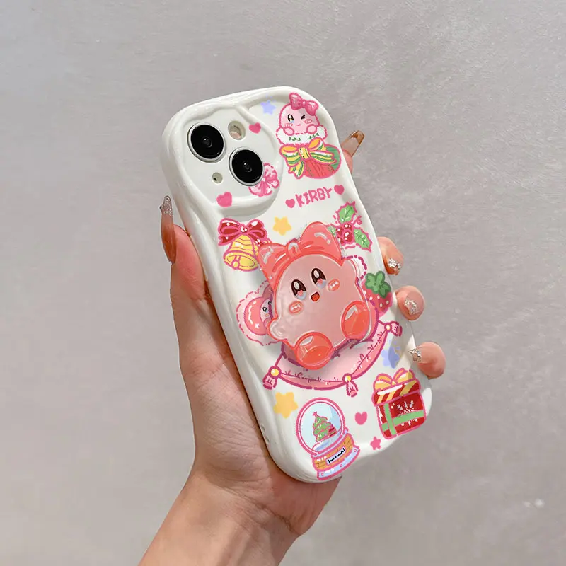 Cute Kirbys Hot 3D Wave Bracket Case For Samsung A73 A72 A71 A55 A54 A53 A35 A34 A33 A25 A24 A23 A15 A14 A13 A05 A04 A03 4G 5G