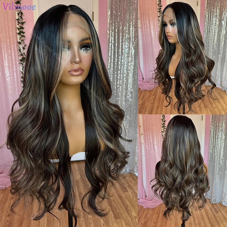 Ombre Highlight Body Wave Wigs Blonde 13X4 Silk Top Lace Frontal Wig Brazilian Human Hair HD Lace Closure Wigs For Women