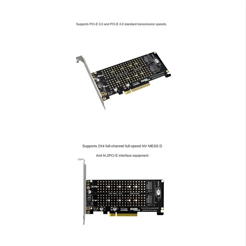 (DT37) PCI-E X8 Double Disk RAID Card NVME M.2 M KEY SSD Expansion Adapter Extended Dual NVME RAID PCI-E X8 Split Card