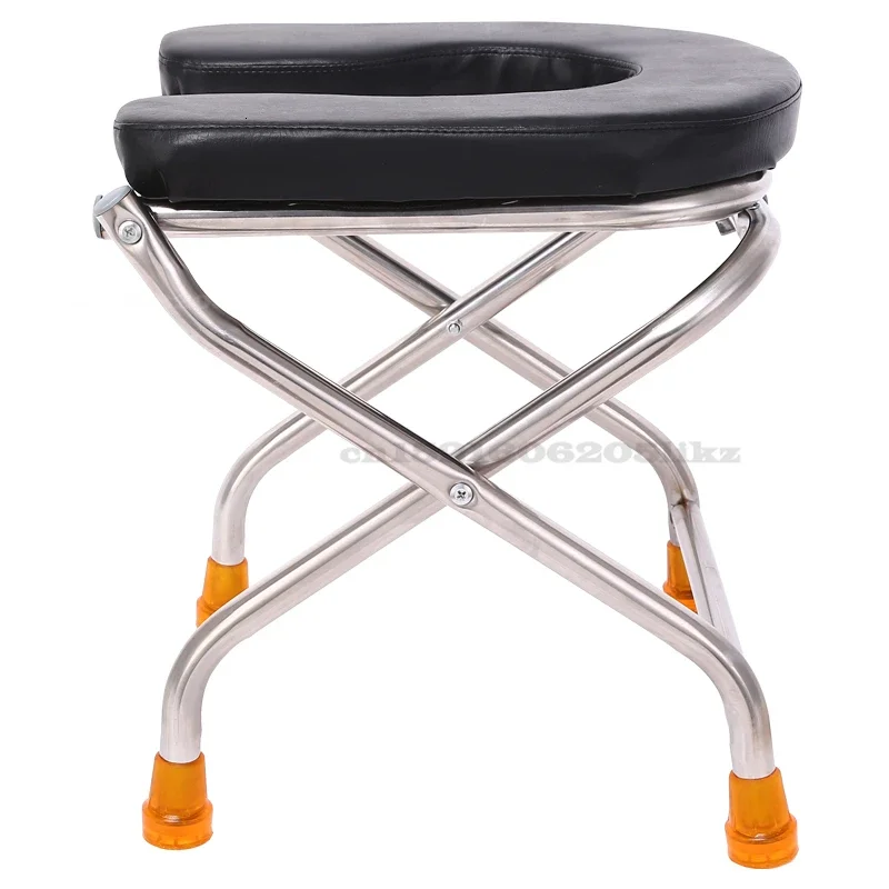 

U-Shape Foldable Sit Stool, Toilet Chair for Elderly and Disabled, Pregnant Woman Stainless Steel Toilet Seat, Bathroom Safety