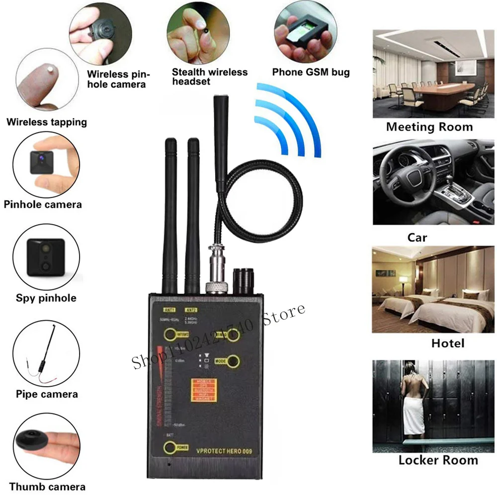 NEW RF Signal Detector Wifi Hidden Camera Finder Anti-Spy Listen Sweeper Cell Phone Bugs Wireless Listening Device GPS Tracker