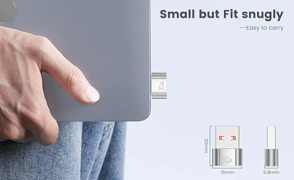 10er-Pack 200 W USB-C-zu-USB-Adapter, mit Schnellladung und 480 MB Datenübertragung, USB-C-Konverter für die Apple Watch Ultra iWatch-Serie – Detail 4