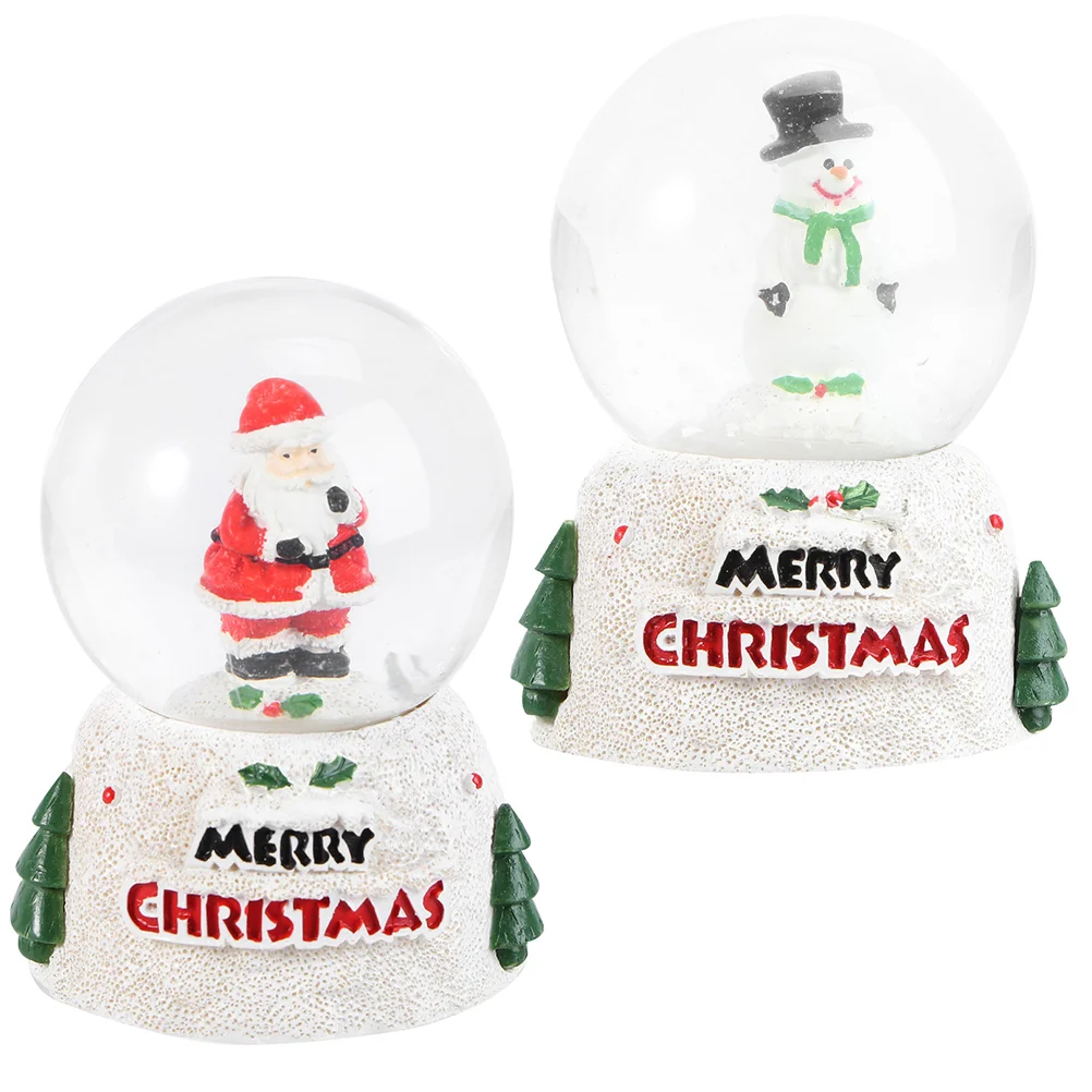 

2 Pcs Christmas Snow Globe Crystal Ball Gifts for Stocking Stuffers Snowman Ornaments Child