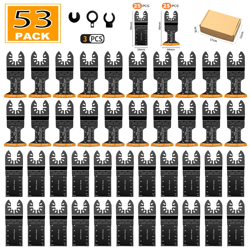 

53PCS Oscillating Tool Blades,Titanium Oscillating Saw Blades for Wood Multi Tool Blades for Wood,Plastic and Metal,Oscillating Saw Blades Fit Dewalt Ryobi Milwaukee Rockwell Fein