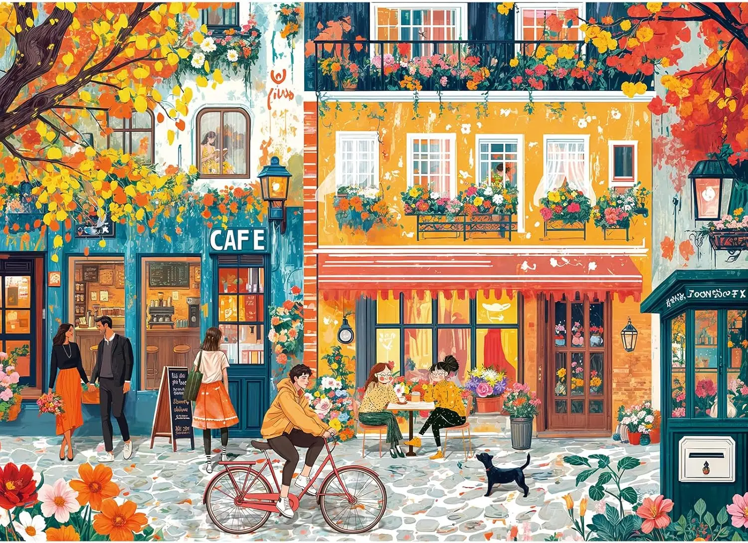 Colorful European Street Jigsaw Puzzle 120-1500 Pieces Vibrant City Scene Art Puzzle Home Wall Decor Relaxing Activity for Adult