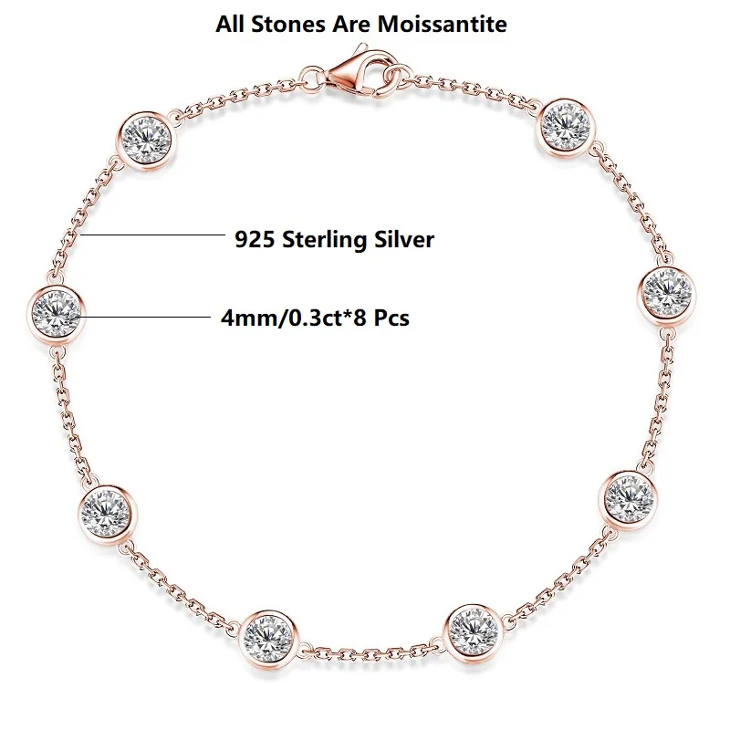 

Apasion 100% 925 Sterling Silver 4mm 0.3ct D Color Moissanite Tennis Bracelets For Women Gemstone Hand Chain Gift Fine Jewelry