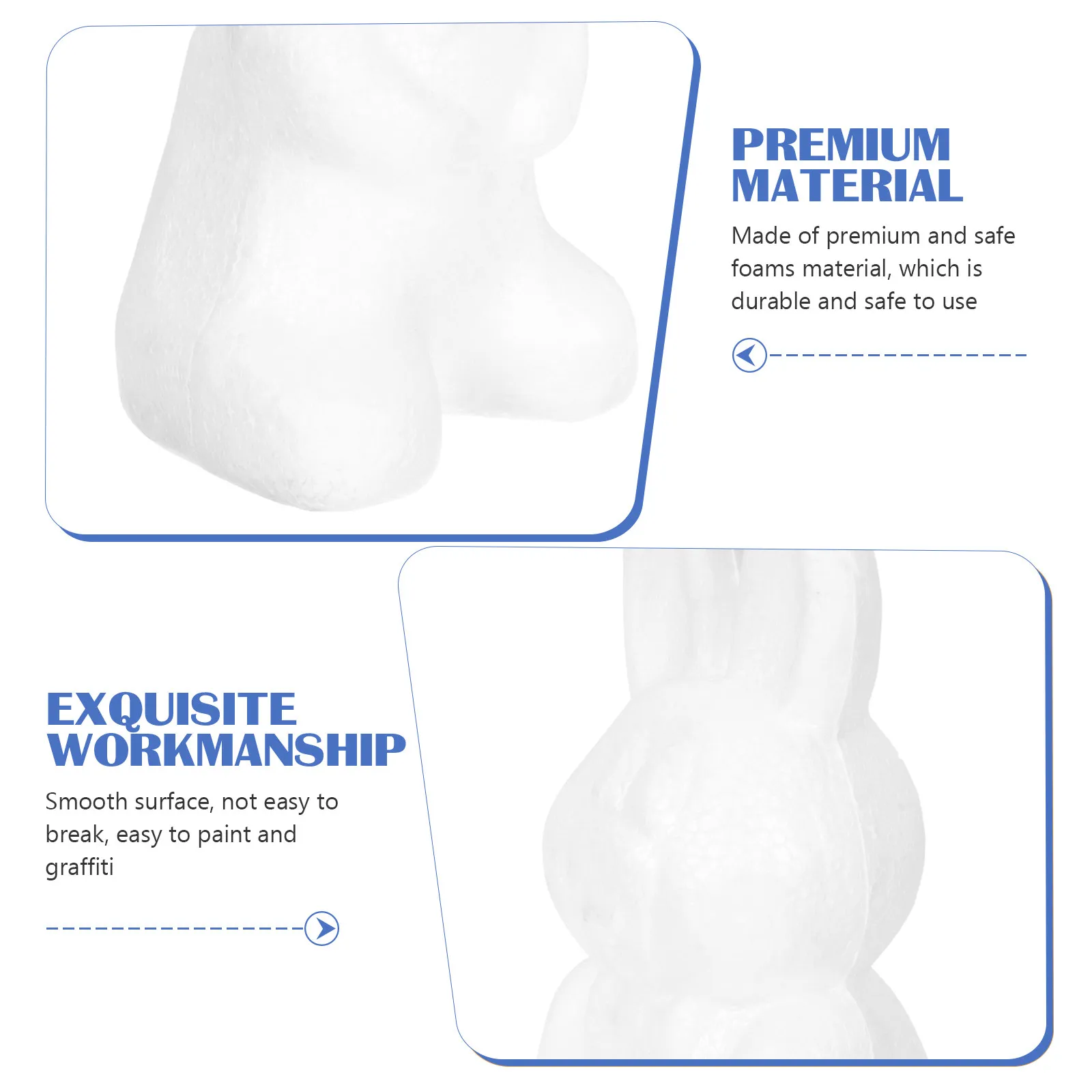 

2Pcs Foam Bunny Rabbit Shapes Durable DIY Craft Molds White Decoration Easter Party Supplies Kids Gift White Rabbit