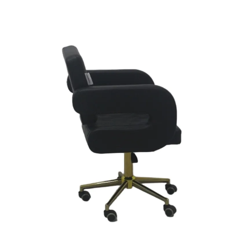 Luxury Salon Technician Chair Gold Base PU Leather Adjustable Swivel Rolling Nail Hair Stylist Chair for Beauty Barber Shop