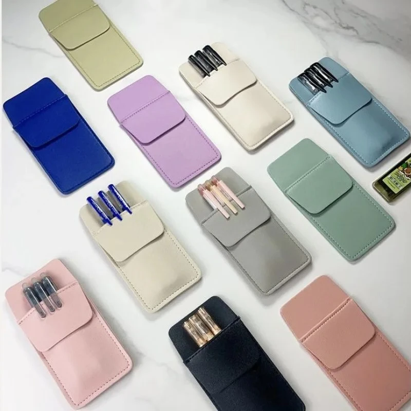 1Pc PU Leather Pocket Pens Holder for Doctor Nurse Chest Pocket Protector Case Gel Ink Pen Organizer Pouch Leak-proof Sleeve