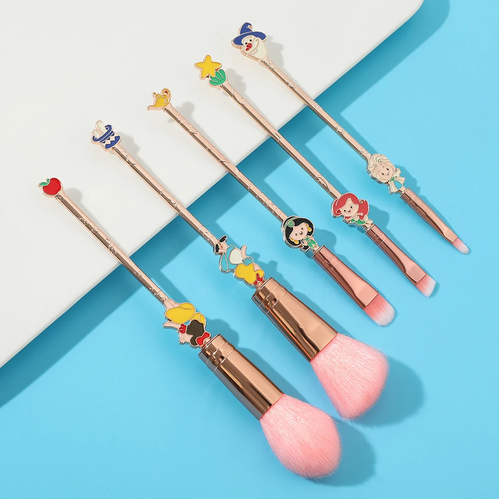 5pcs Princess Snow White Aisha Cinderella Makeup Brush Sets Cosmetics Beauty Tools For Girls Cosplay Gift With Bag