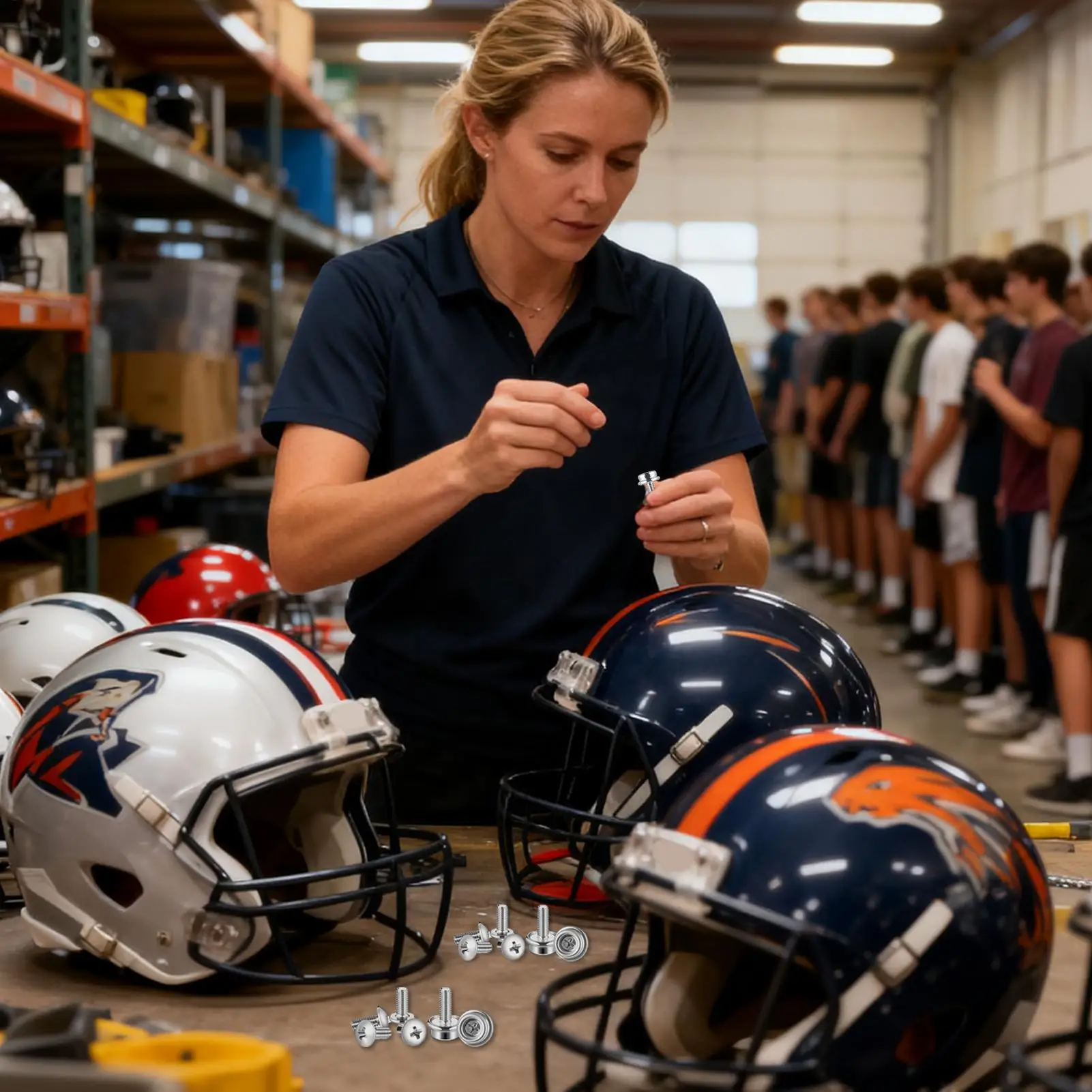 Viti per riparazione casco da calcio Attrezzatura sportiva Viti per casco da calcio in acciaio inossidabile da 12 mm per baseball Softball Giovani ragazze ragazzi