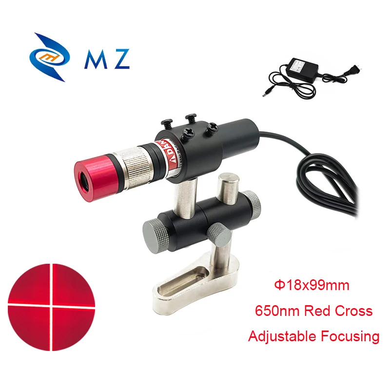 

Adjustable Focusable D18mm 650nm 100/200mw Laser Diode Module Red Cross 110 Degrees With Bracket + Adapter Supply Industrial