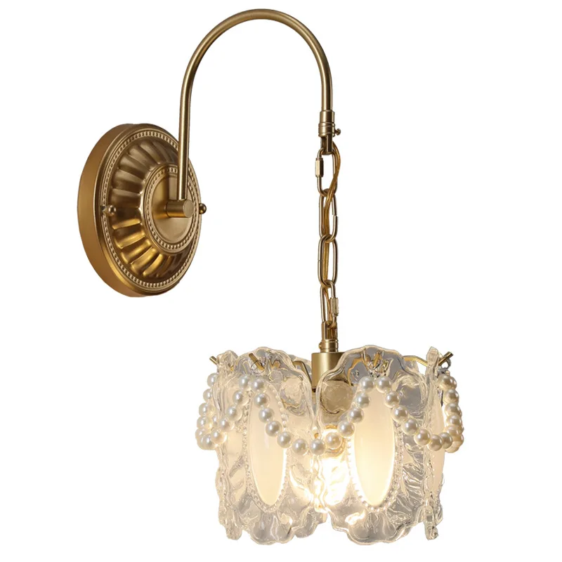 For wall lamp glass living room background wall wall lamp simple bedroom bedside lamp
