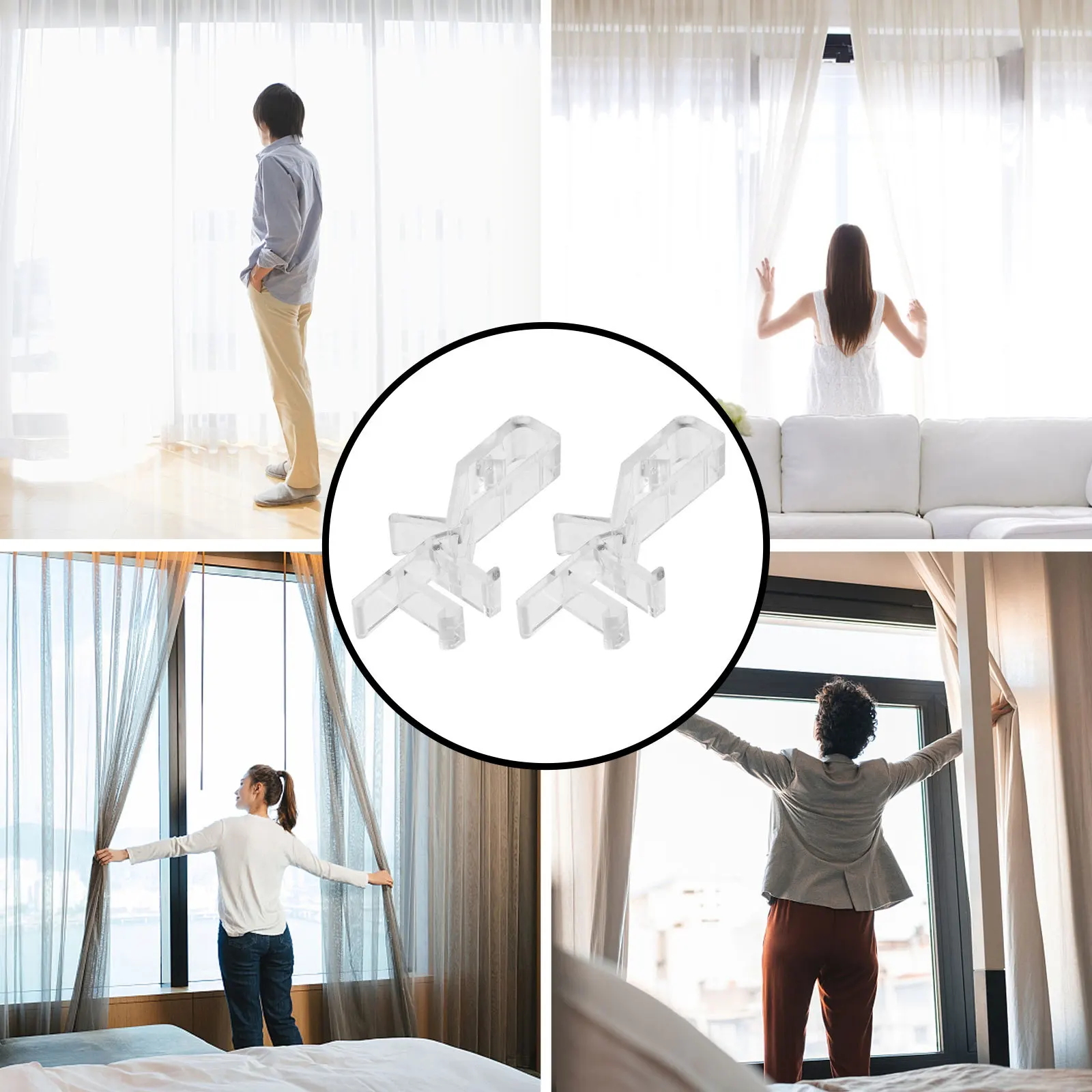 

20Pcs Plastic Valance Clips Clear Invisible Effect for Window Blind Installation Easy to Use and Store Valance Clips