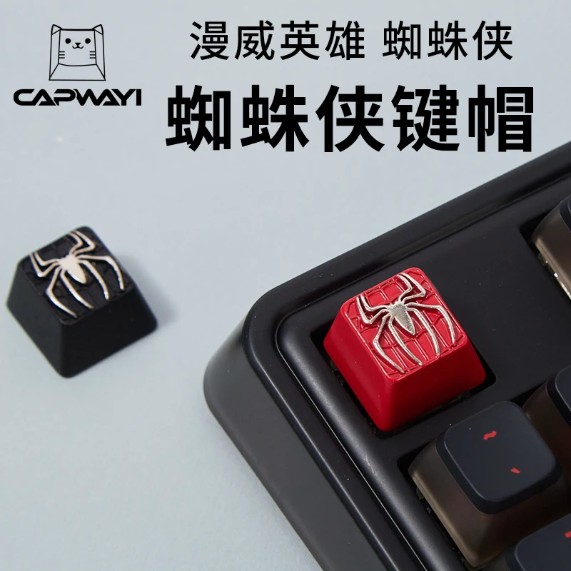 3D العنكبوت شعار معدني Keycap سبائك الزنك الحرفي أحمر أسود MX التبديل مخصص الملف الشخصي لوحة المفاتيح الميكانيكية بطل موضوع ديكور