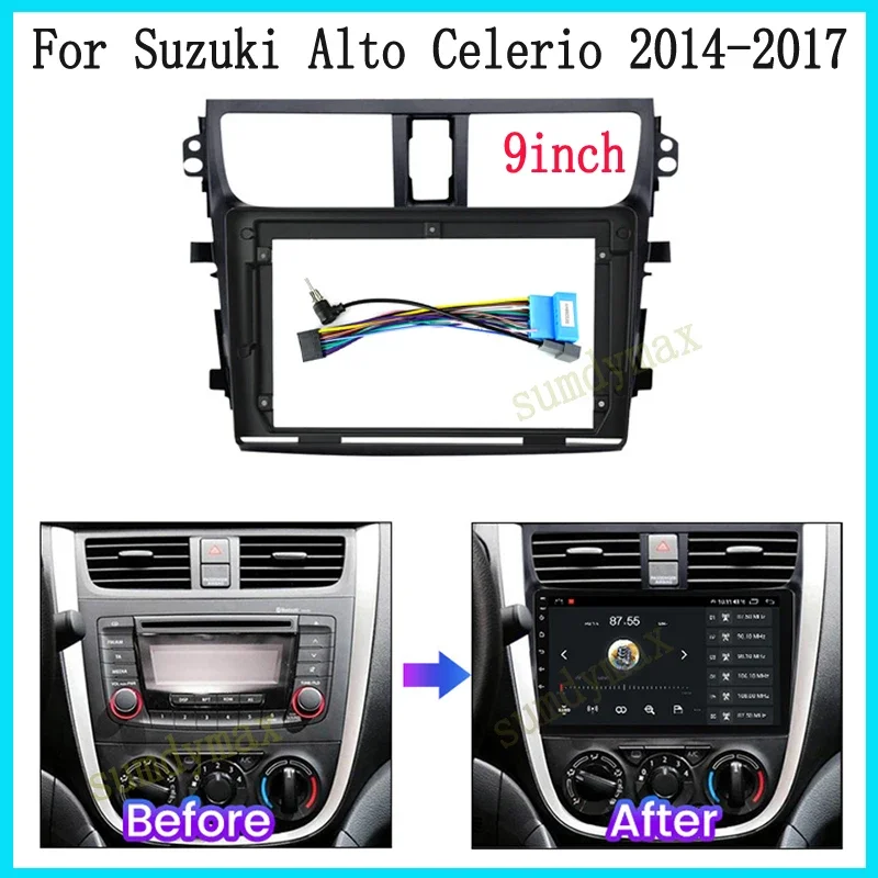 9inch 2 Din android Car Radio Fascia frame cable for Suzuki Alto Celerio CULTUS 2014-2016 car panel Trim Dashboard Panel